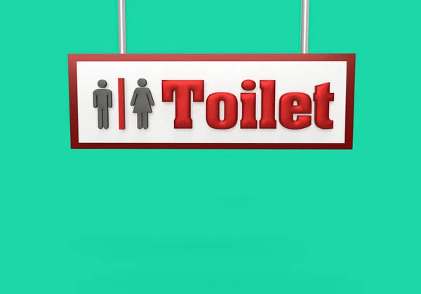 Renderização Homens Mulheres Toalete Pendurado Sinal Fundo Azul — Fotografia de Stock