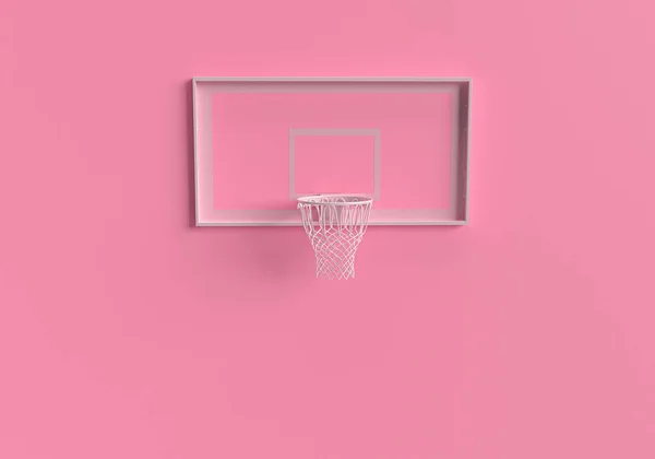 Rendering Basketball Hoop Empty Basket Transparent Backboard Basketball Equipment Minimal — Stock Photo, Image