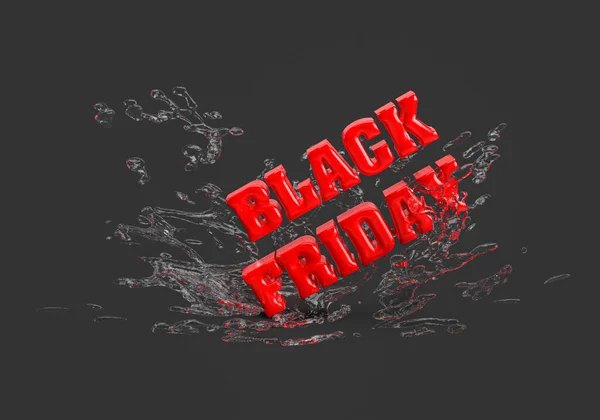 Rendering Black Friday Sale Fall Water Splash Black Background Render — Stock Photo, Image