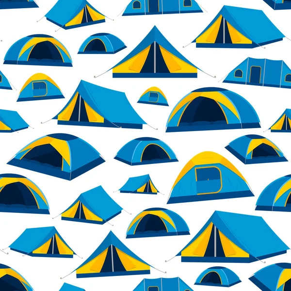 Vector Camping Barraca Sem Costura Padrão Fundo — Vetor de Stock
