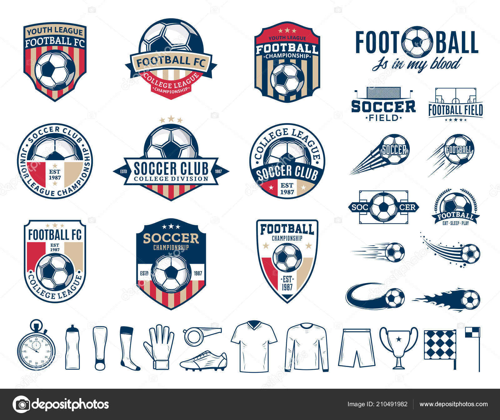 Set Vector Football Soccer Club Logo Labels Icons Sport Teams Stock Vector Image By C Counterfeit