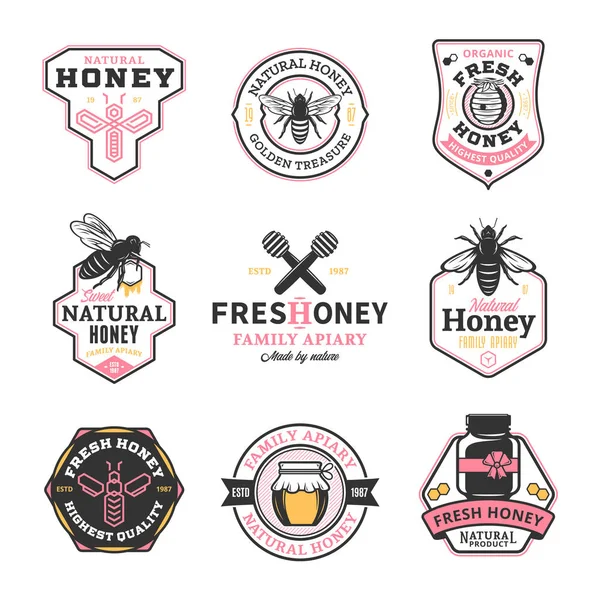 Логотип Иконки Векторного Меда Медовых Продуктов Пасеки Пчеловодства — стоковый вектор