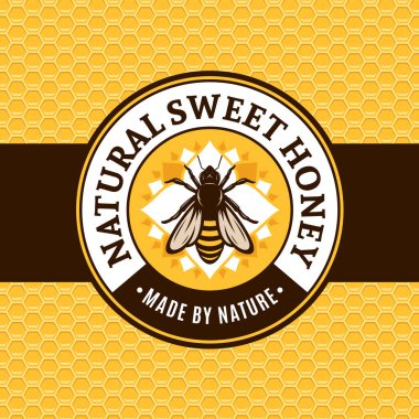 Vektör bal arı peteği arka plan üzerinde logolu.