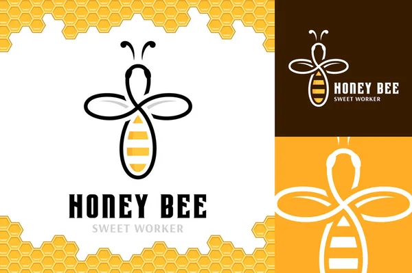 Vector Honey Bee Logotyp Mall Olika Bakgrunder — Stock vektor