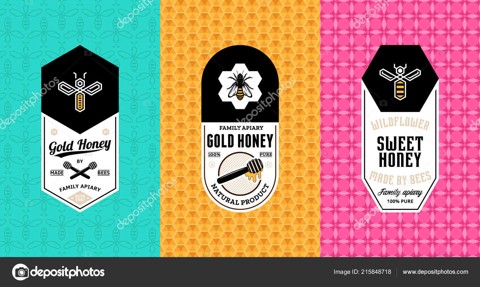 Honey Labels Logo Packaging Design Templates Apiary Beekeeping For Product Label Design Templates Free