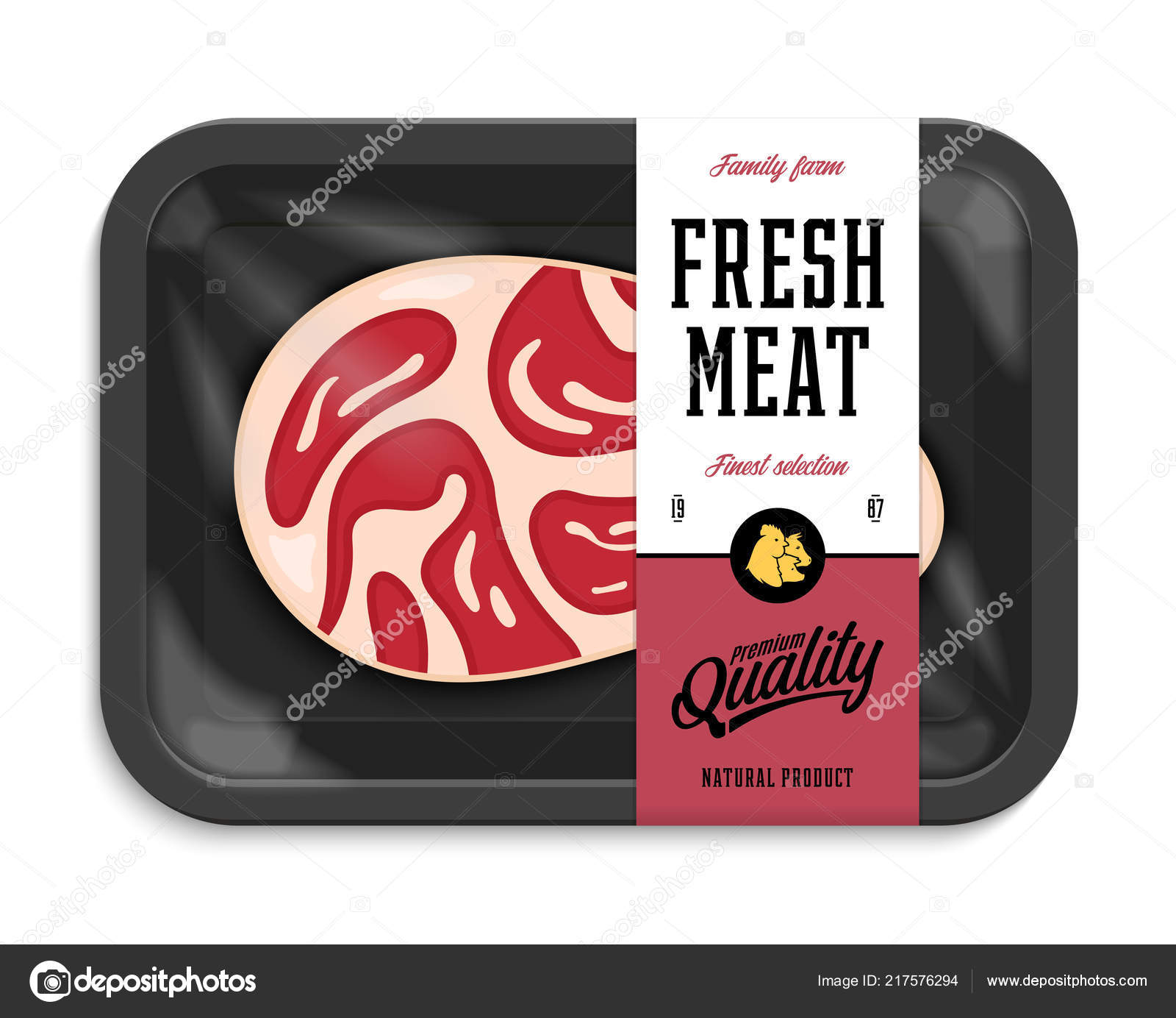 Download Vector Meat Packaging Illustration Black Foam Meat Tray Plastic Film Stock Vector Royalty Free Vector Image By C Counterfeit 217576294