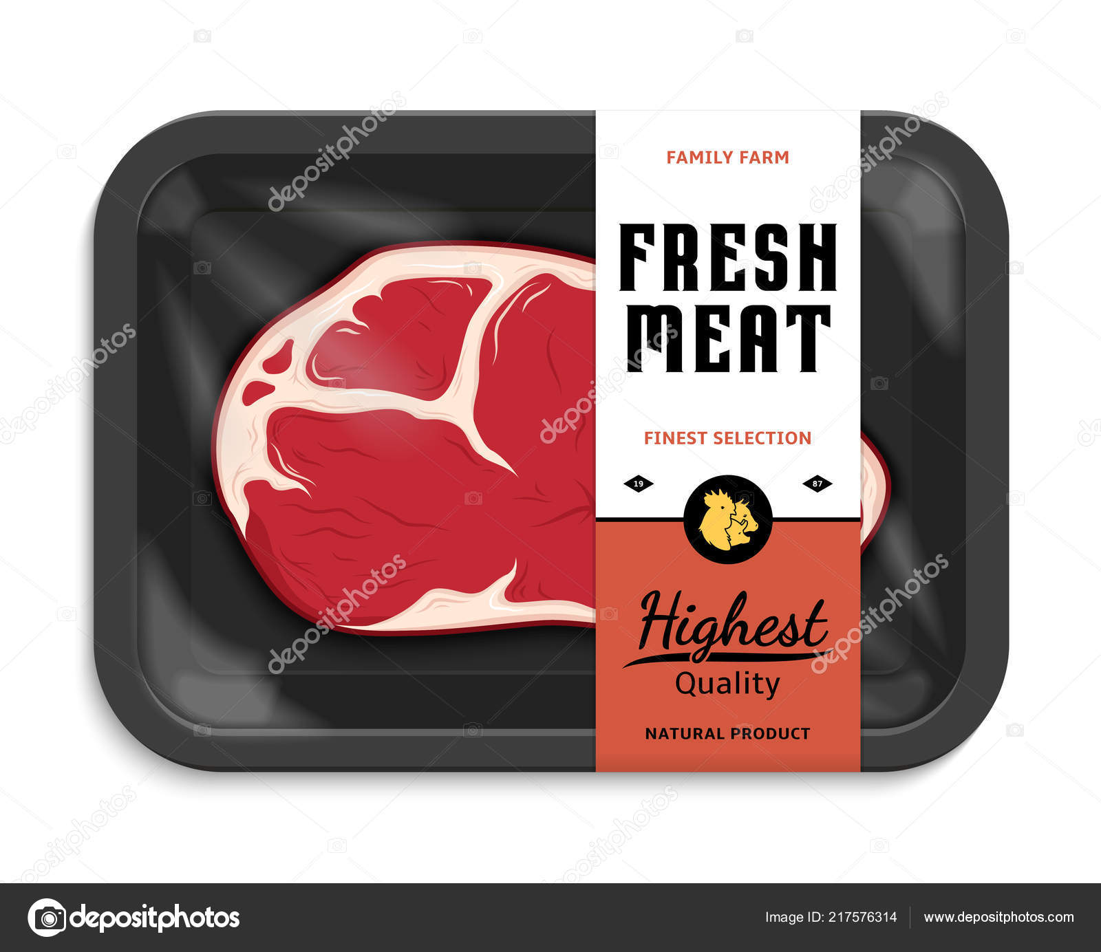 Download Vector Meat Packaging Illustration Black Foam Meat Tray Plastic Film Vector Image By C Counterfeit Vector Stock 217576314