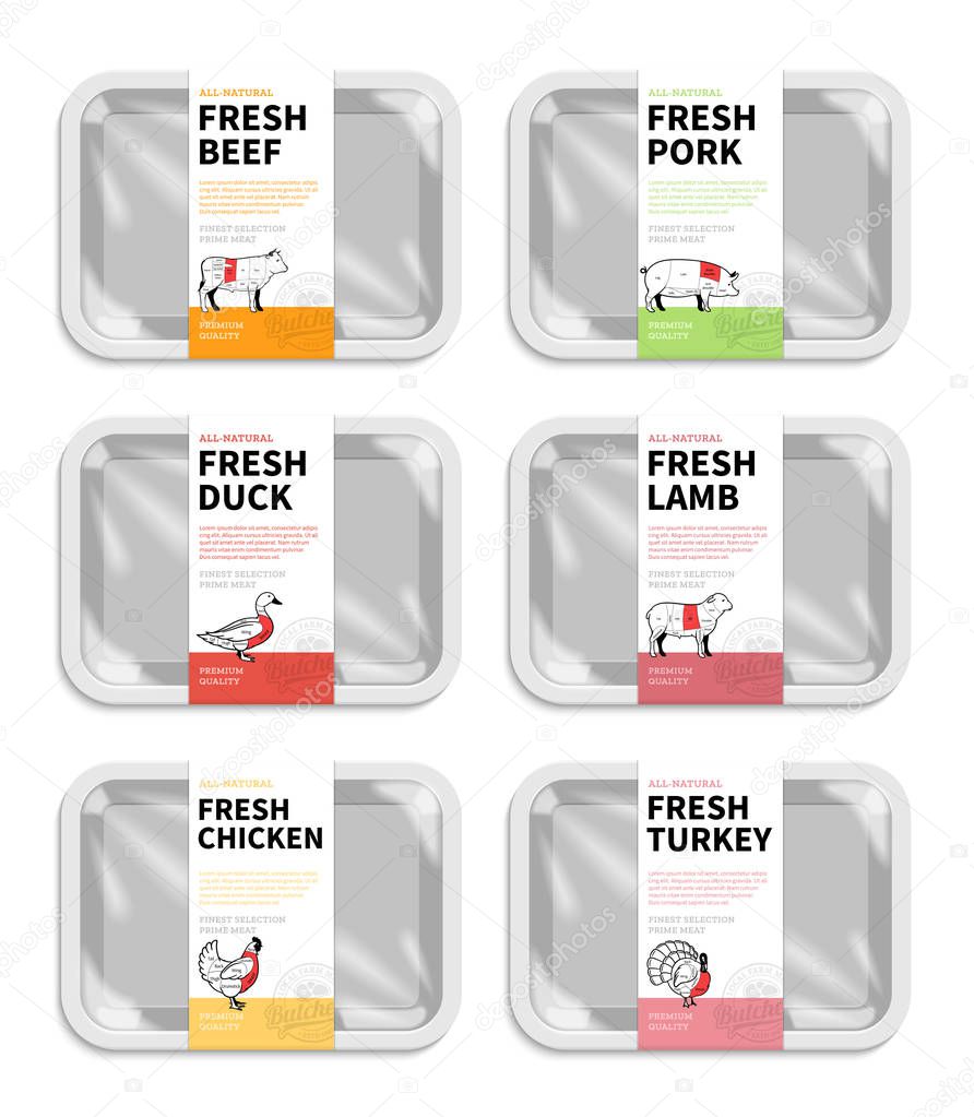 Download Vector Meat Packaging Butchery Labels White Foam Meat Tray With Plastic Film Mockups American Us Cuts Of Beef Pork Lamb Chicken Duck And Turkey Diagrams Premium Vector In Adobe Illustrator Ai Yellowimages Mockups