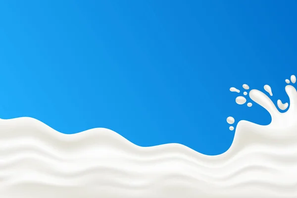 Mléko Stříkající Vektorové Ilustrace Modrém Pozadí Mléko Jogurt Nebo Smetana — Stockový vektor