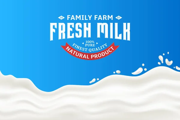 Melk Splash Vectorillustratie Een Blauwe Achtergrond Melk Yoghurt Room Creatieve — Stockvector