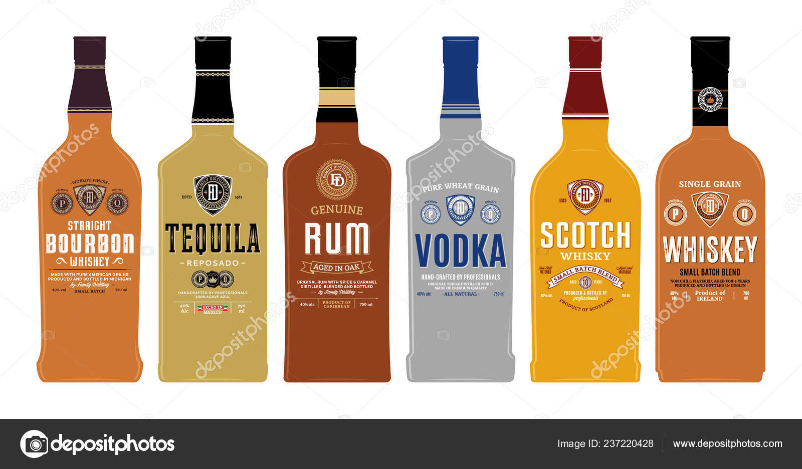 Download Alcoholic Drinks Labels Bottle Mockup Templates Whiskey Scotch Whisky Bourbon Stock Vector Royalty Free Vector Image By C Counterfeit 237220428