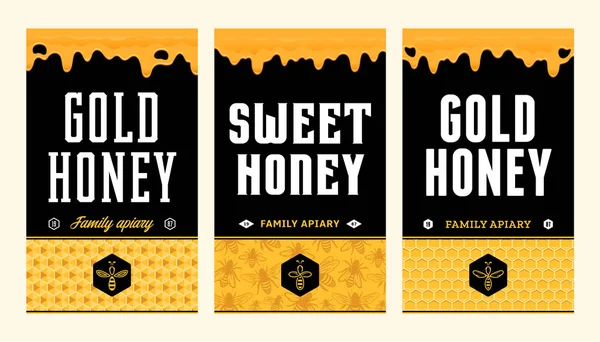 Etiquetas de mel e design de embalagem —  Vetores de Stock