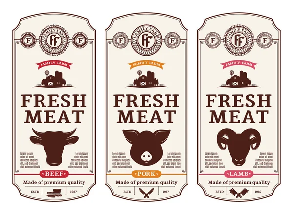 Vector butcher 's shop design label - Stok Vektor