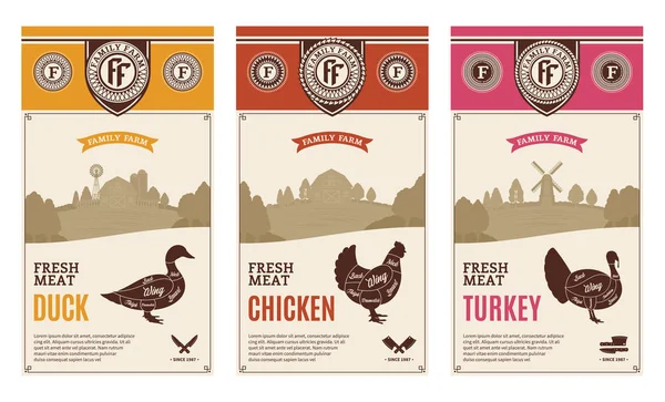 Vector poultry labels — Stock Vector