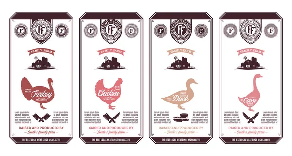 Vector poultry labels — Stock Vector