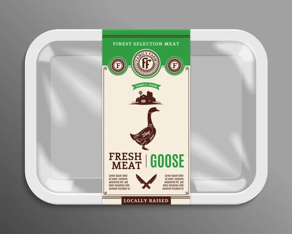 Vector goose meat packaging illustration — Stock Vector