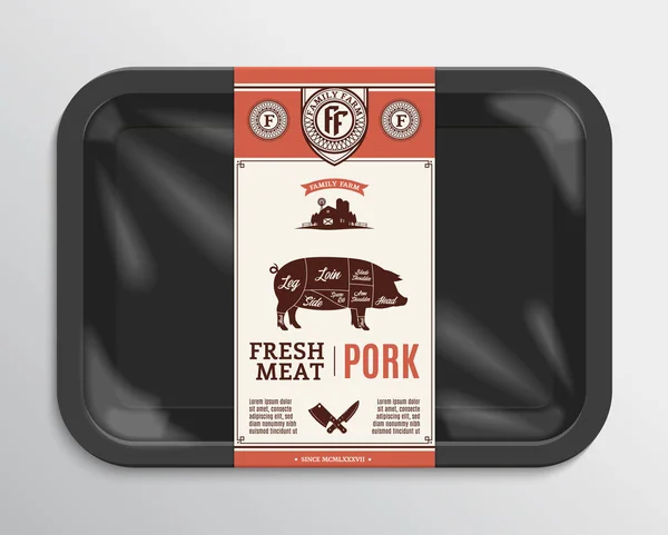 Vector pork packaging illustration — Stock Vector