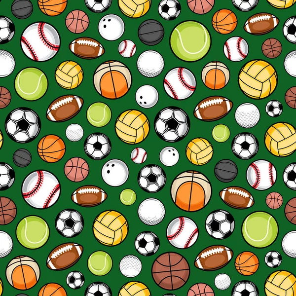 ベクトルカラフルなスポーツボールシームレスなパターンや背景 — ストックベクタ