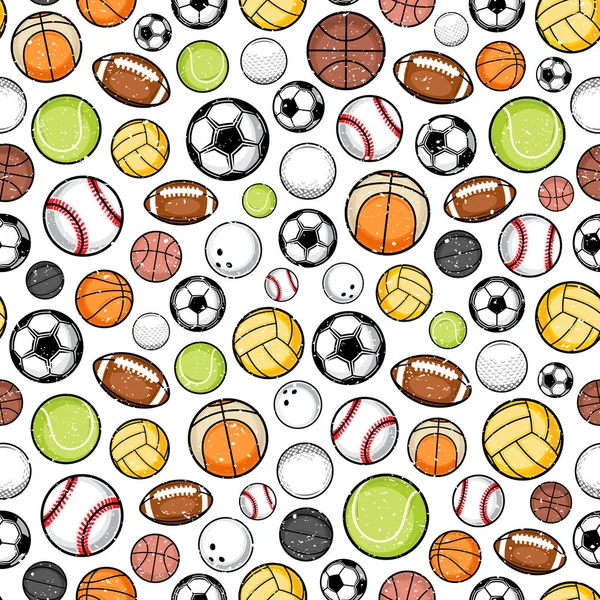 Vector colorful sport balls seamless pattern or background