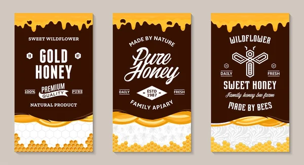 Étiquettes de miel et modèles de conception d'emballage — Image vectorielle