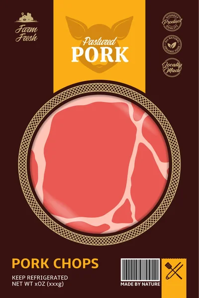 Embalagem Etiqueta Porco Estilo Moderno Vetorial Ícone Porco Textura Carne —  Vetores de Stock