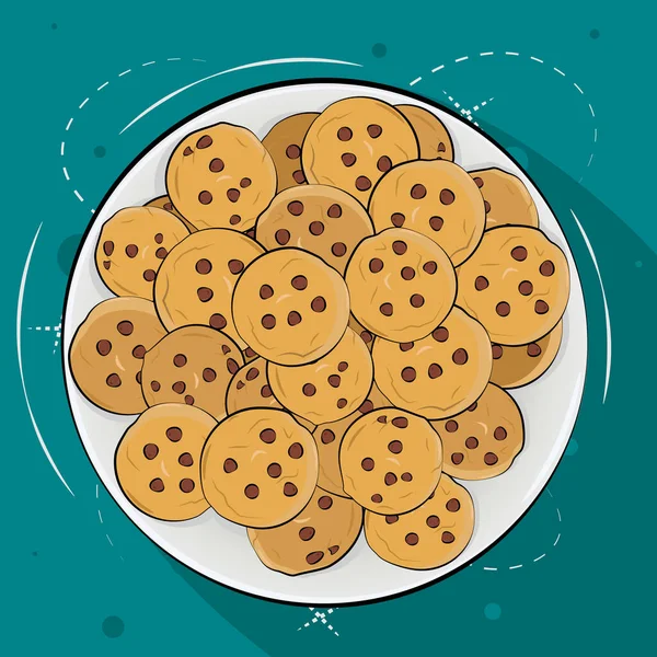Belle Illustration Biscuits Aux Pépites Chocolat Parfait Pour Concept Aliments — Image vectorielle