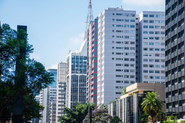 Mirrored Buildings Paulista Avenue Paulo — Stock Photo, Image