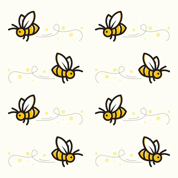 Roztomilý Včela Karikatura Vzor Pozadí — Stockový vektor