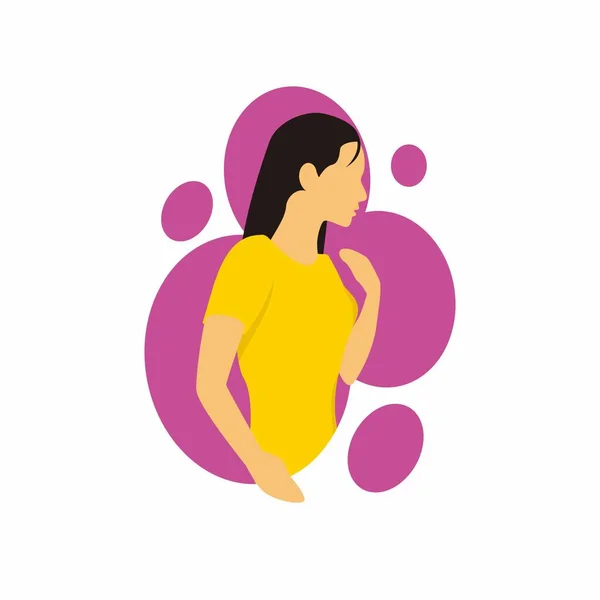Illustrazione Personaggio Giorno Delle Donne Con Shirt Gialla Quadrato Vettore — Vettoriale Stock