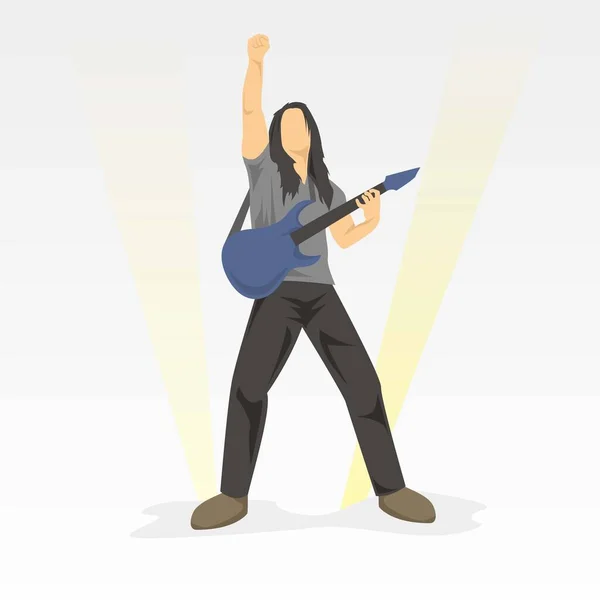 Guitarrista Rock Banda Que Realiza Escenario Ilustración Personajes Diseño Vectorial — Archivo Imágenes Vectoriales