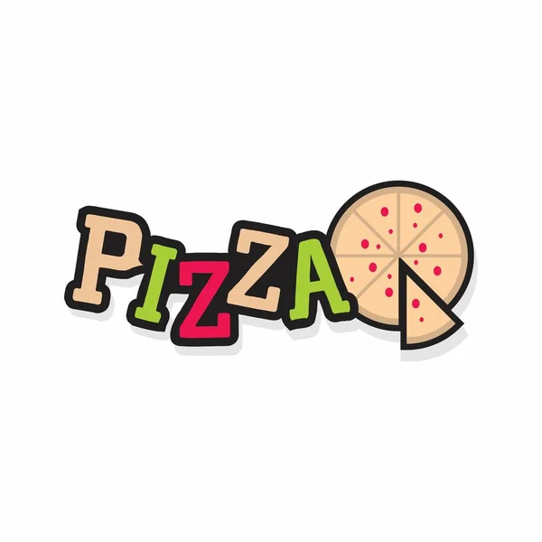 Pizza Palabra Tpografía Con Pizza Icono Dibujos Animados Ilustración Diseño — Archivo Imágenes Vectoriales