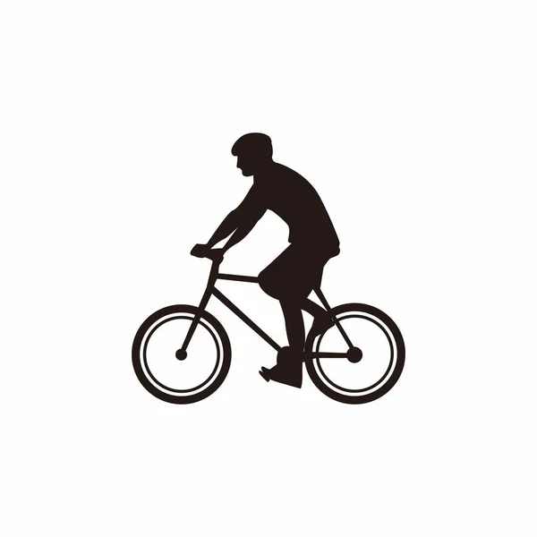 自転車に乗る男のシルエットイラストベクトル — ストックベクタ