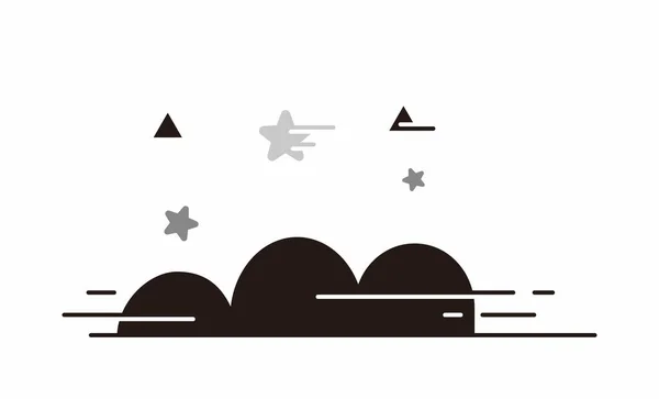 Black Cloud Star Simple Illustration Vector — Stock Vector