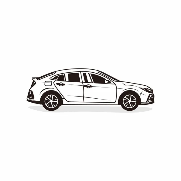 Hatchback Voiture Paysage Noir Couleur Illustration Vecteur — Image vectorielle