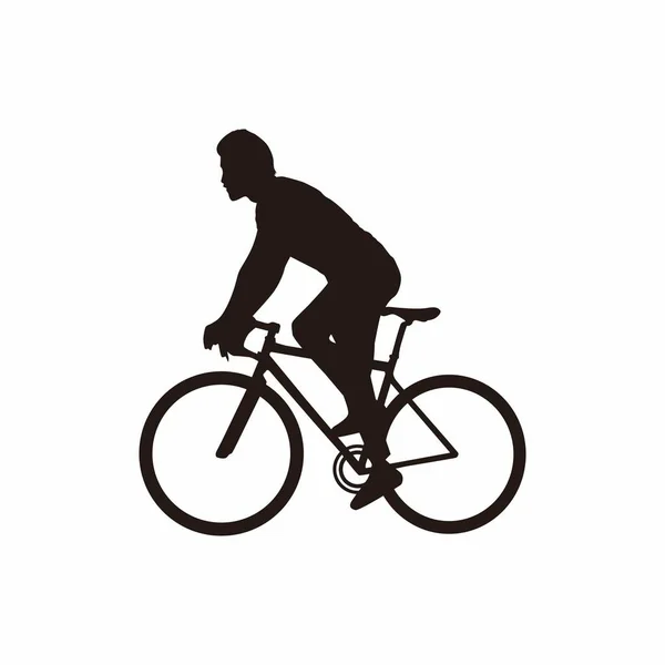 Silhouette Des Mannes Auf Einem Fahrrad Charakter Illustration Vektor — Stockvektor