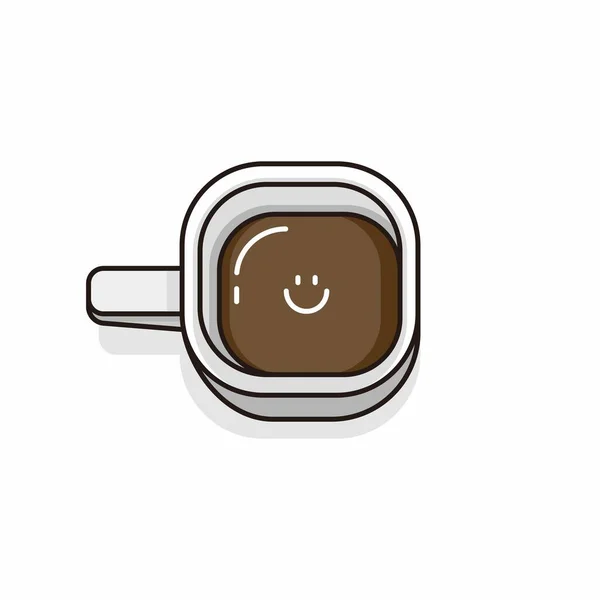 Tasse Kaffee Mit Niedlichem Lächeln Cartoon Stil Vektor — Stockvektor