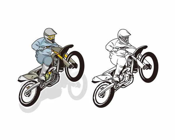Dirt Bike Motocross Illustration Mit Farbigem Charaktervektor — Stockvektor