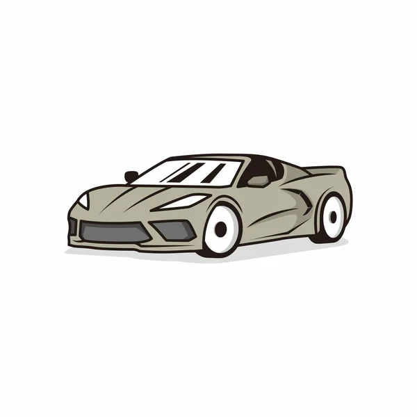 Sport Car Grey Color Cartoon Black Lined Illustration Vector — Stock Vector