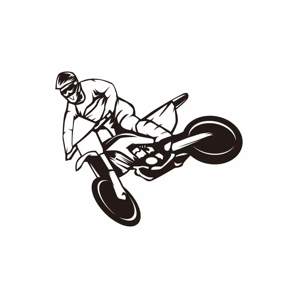 Schwarze Silhouette Motocross Dirtbike Illustration Design Vektor — Stockvektor