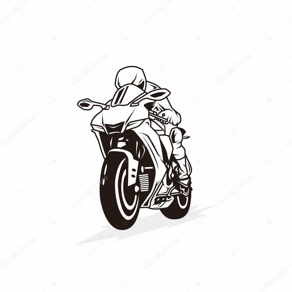 Motosport sportbike silhouette illustration with black color vector