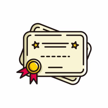 Sertifika belgesi ve garantili bant çizgi film çizim vektörü