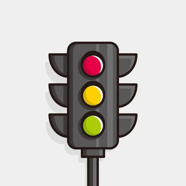 交通灯图标符号卡通黑线图解矢量 — 图库矢量图片