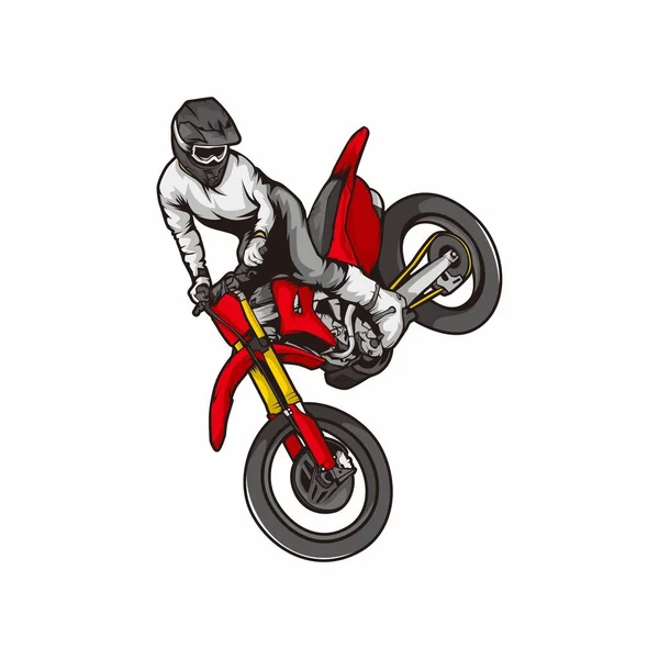 Freestyle Mototocriss Dirtbike Illüstrasyon Vektör Karakter Maskörü — Stok Vektör