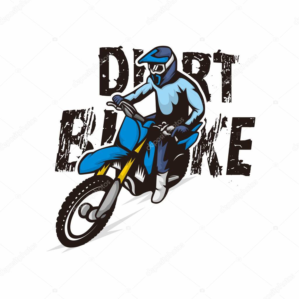 Freestyle motocriss character masctot dirtbike colored illustration for poster or tshirt