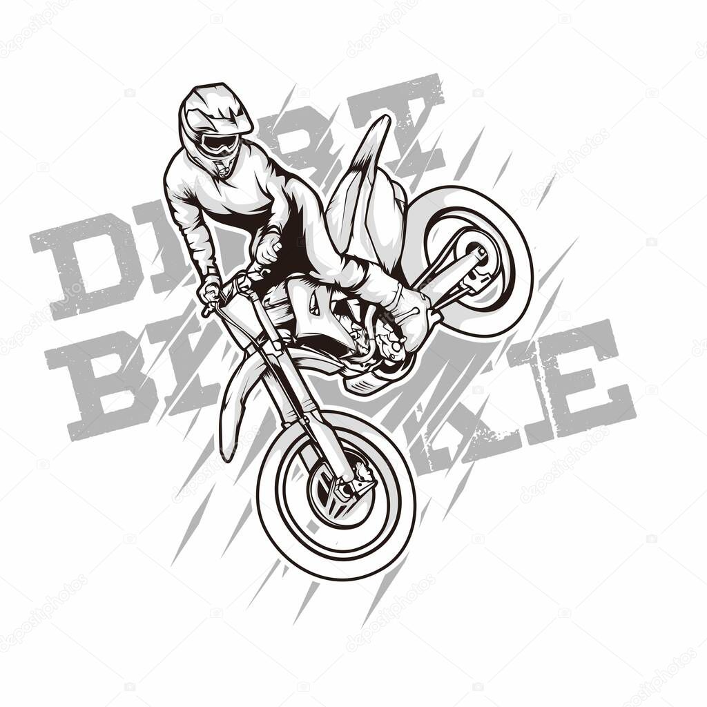 Freestyle motocriss dirtbike illustration for poster or tshirt use
