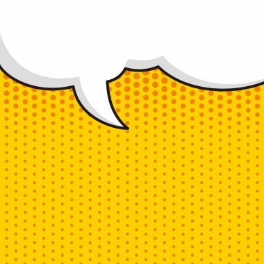 Sarı yarım ton arkaplan illüstrasyon vektörlü çizgi roman sohbet balonu