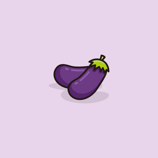 Purple Egg Plant Cute Cartoon Illustration Design Vector — Stock Vector