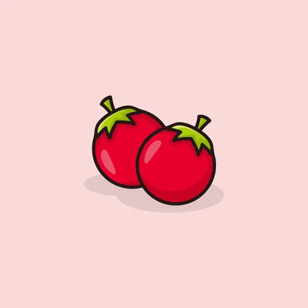 Tomato Cute Cartoon Illustration Design Vector — Stock Vector