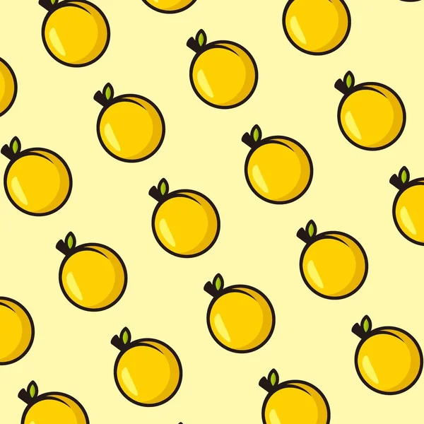 Orange Lemon Cute Kartun Ilustrasi Pola Mulus Vektor Desain Latar - Stok Vektor
