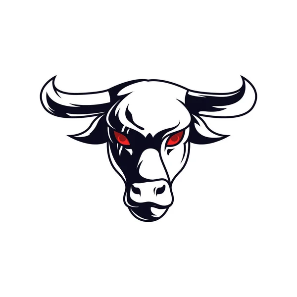 赤目ベクトルの黒と白の水牛の頭 — ストックベクタ